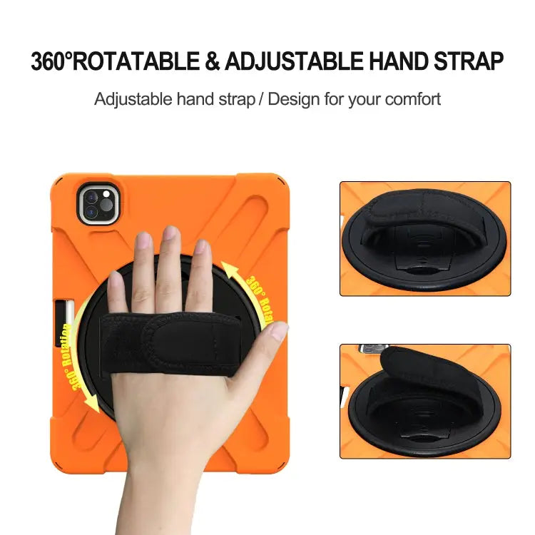 For iPad Pro 11 (2020) 360 Degree Rotation Silicone Protective Cover with Holder & Hand Strap & Long Strap & Pencil