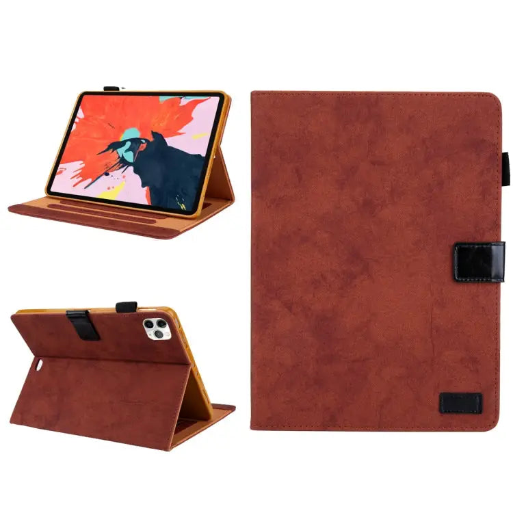 For iPad Pro 11 (2020) Marble Style Cloth Texture Tablet PC Protective Leather Case with Bracket & Card Slot - Brown