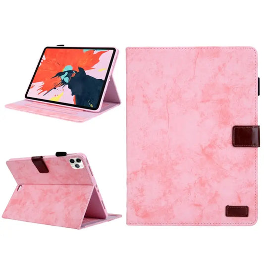 For iPad Pro 11 (2020) Marble Style Cloth Texture Tablet PC Protective Leather Case with Bracket & Card Slot - Pink