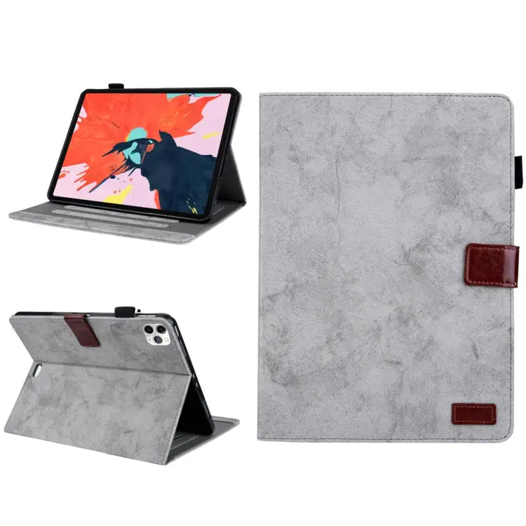 For iPad Pro 11 (2020) Marble Style Cloth Texture Tablet PC Protective Leather Case with Bracket & Card Slot - Gray