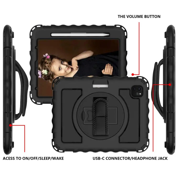 For iPad Pro 11 (2020) PC + Silicone Shockproof Combination Case with 360 Degree Rotating Holder & Handle For iPad Pro