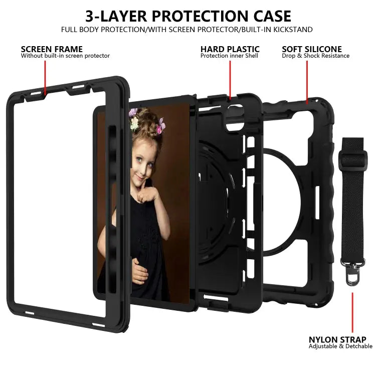 For iPad Pro 11 (2020) PC + Silicone Shockproof Combination Case with 360 Degree Rotating Holder & Handle For iPad Pro