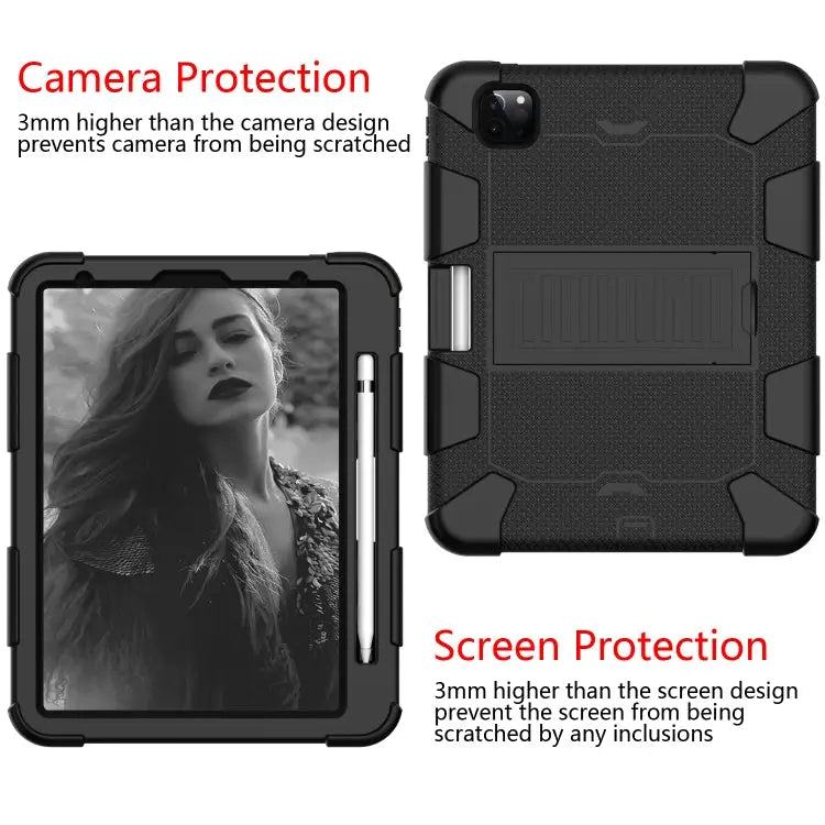 For iPad Pro 11 (2020) Shockproof Two-Color Silicone Protection Case with Holder & Pen Slot For iPad Pro 11 (2020)