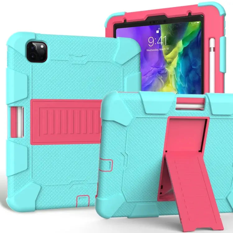 For iPad Pro 11 (2020) Shockproof Two-Color Silicone Protection Case with Holder & Pen Slot For iPad Pro 11 (2020)