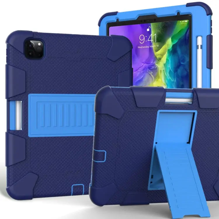 For iPad Pro 11 (2020) Shockproof Two-Color Silicone Protection Case with Holder & Pen Slot For iPad Pro 11 (2020)