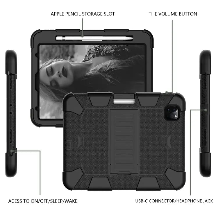 For iPad Pro 11 (2020) Shockproof Two-Color Silicone Protection Case with Holder & Pen Slot For iPad Pro 11 (2020)