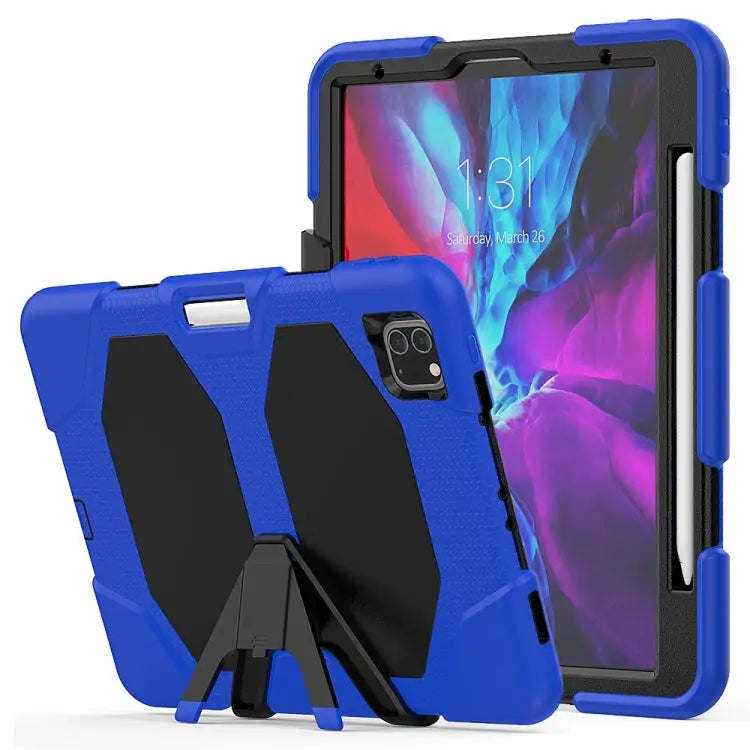 For iPad Pro 11 inch (2020) Shockproof Colorful Silicon + PC Protective Case with Holder & Shoulder Strap & Hand Strap