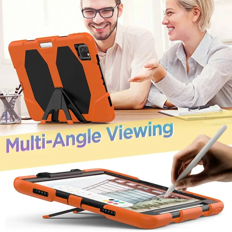 For iPad Pro 11 inch (2020) Shockproof Colorful Silicon + PC Protective Case with Holder & Shoulder Strap & Hand Strap