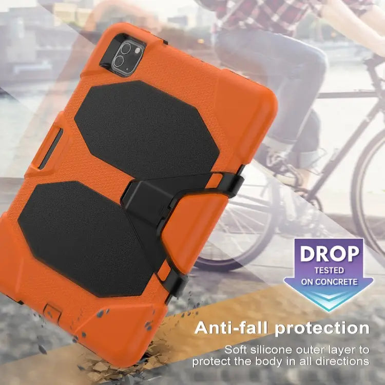 For iPad Pro 11 inch (2020) Shockproof Colorful Silicon + PC Protective Case with Holder & Shoulder Strap & Hand Strap