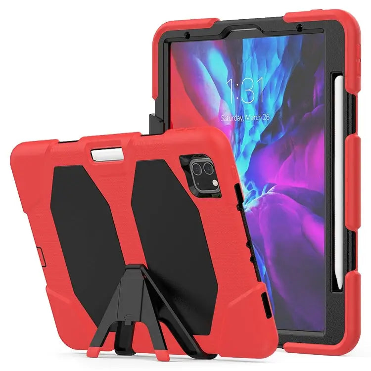 For iPad Pro 11 inch (2020) Shockproof Colorful Silicon + PC Protective Case with Holder & Shoulder Strap & Hand Strap