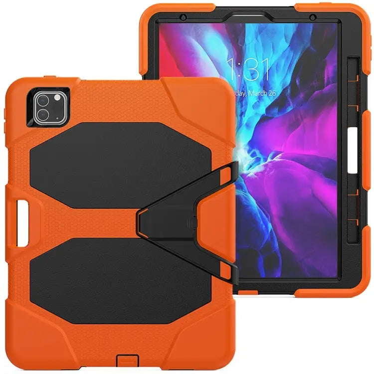 For iPad Pro 11 inch (2020) Shockproof Colorful Silicon + PC Protective Case with Holder & Shoulder Strap & Hand Strap