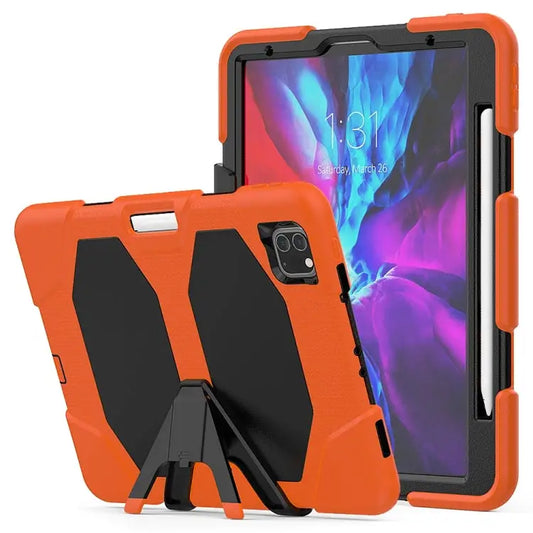 For iPad Pro 11 inch (2020) Shockproof Colorful Silicon + PC Protective Case with Holder & Shoulder Strap & Hand Strap