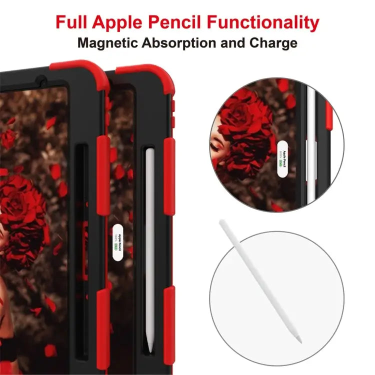 For iPad Pro 12.9 (2018) / (2020) Shockproof Two-Color Silicone Protective Case with Holder For iPad Pro 12.9 (2018)