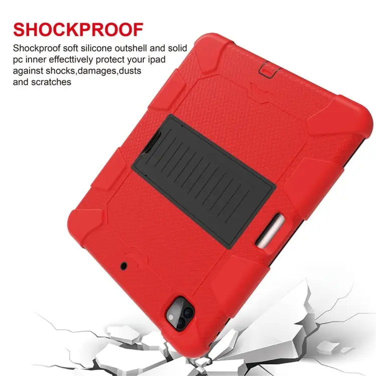 For iPad Pro 12.9 (2018) / (2020) Shockproof Two-Color Silicone Protective Case with Holder For iPad Pro 12.9 (2018)