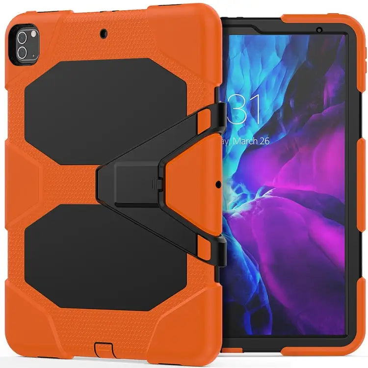 For iPad Pro 12.9 inch (2020) Shockproof Colorful Silicon + PC Protective Case with Holder & Shoulder Strap & Hand