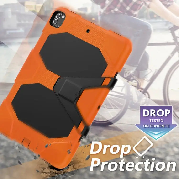 For iPad Pro 12.9 inch (2020) Shockproof Colorful Silicon + PC Protective Case with Holder & Shoulder Strap & Hand