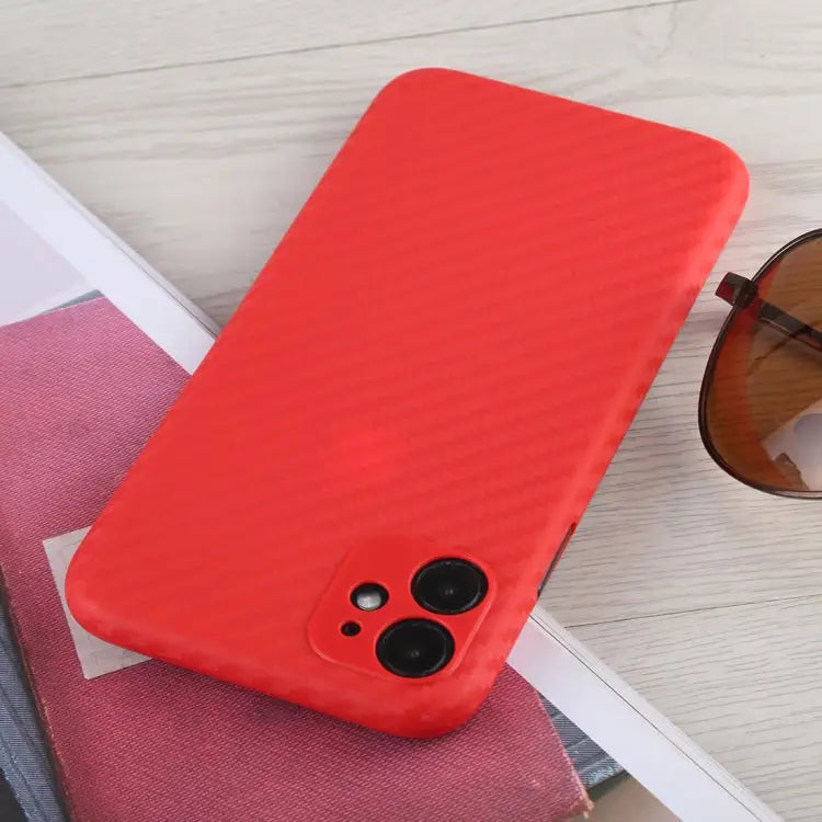 For iPhone 11 Carbon Fiber Texture PP Protective Case - For iPhone 11 / Red