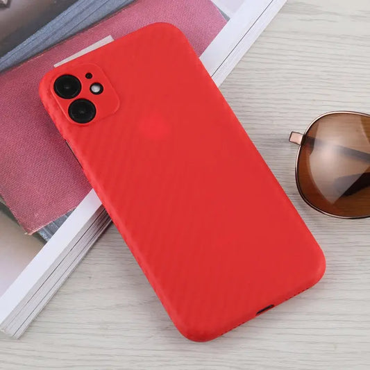 For iPhone 11 Carbon Fiber Texture PP Protective Case - For iPhone 11 / Red