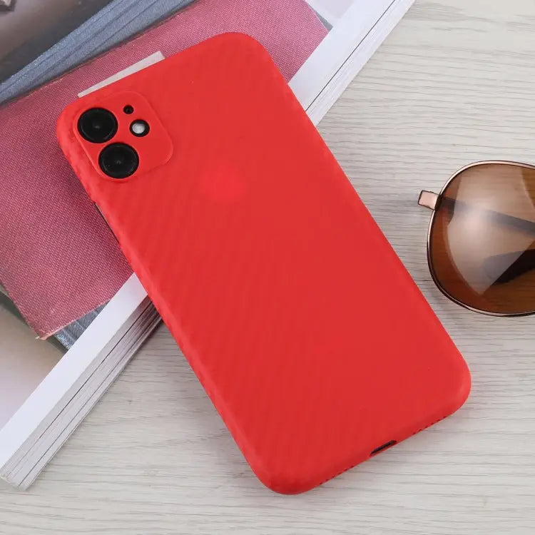 For iPhone 11 Carbon Fiber Texture PP Protective Case - For iPhone 11 / Red