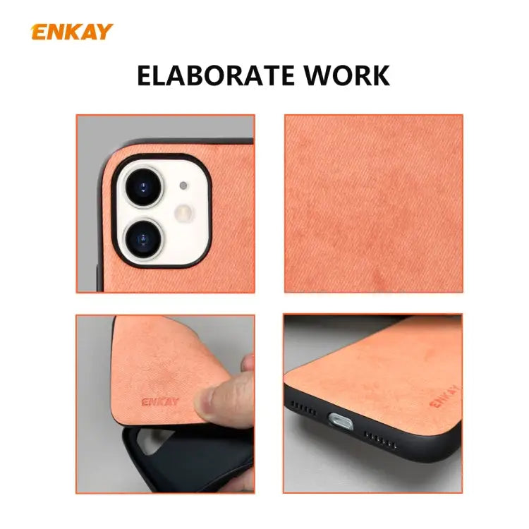For iPhone 11 ENKAY ENK-PC0282 2 in 1 Business Series Fabric Texture PU Leather + TPU Soft Slim Case Cover ＆ 0.26mm 9H