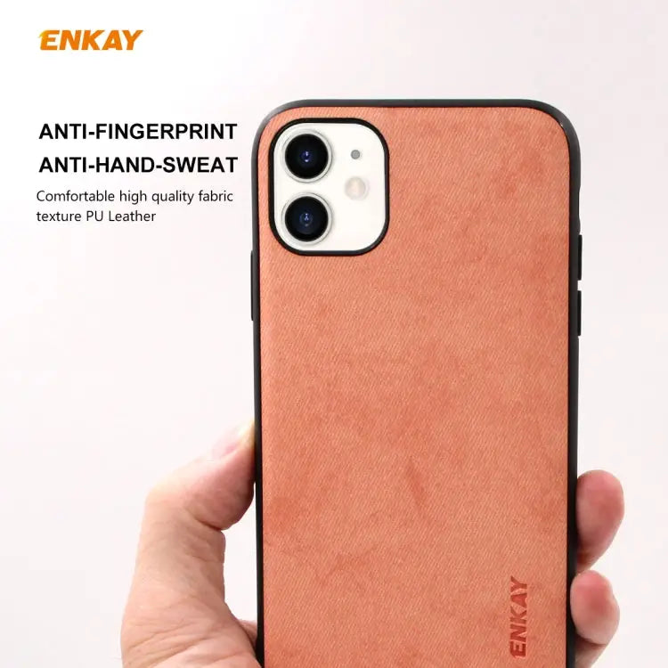 For iPhone 11 ENKAY ENK-PC0282 2 in 1 Business Series Fabric Texture PU Leather + TPU Soft Slim Case Cover ＆ 0.26mm 9H