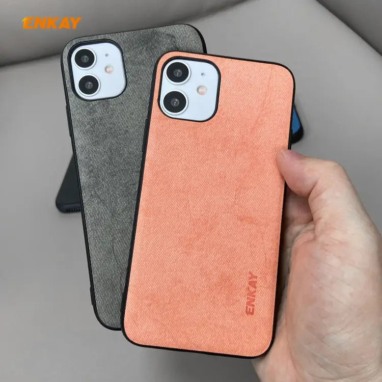 For iPhone 11 ENKAY ENK-PC0282 2 in 1 Business Series Fabric Texture PU Leather + TPU Soft Slim Case Cover ＆ 0.26mm 9H
