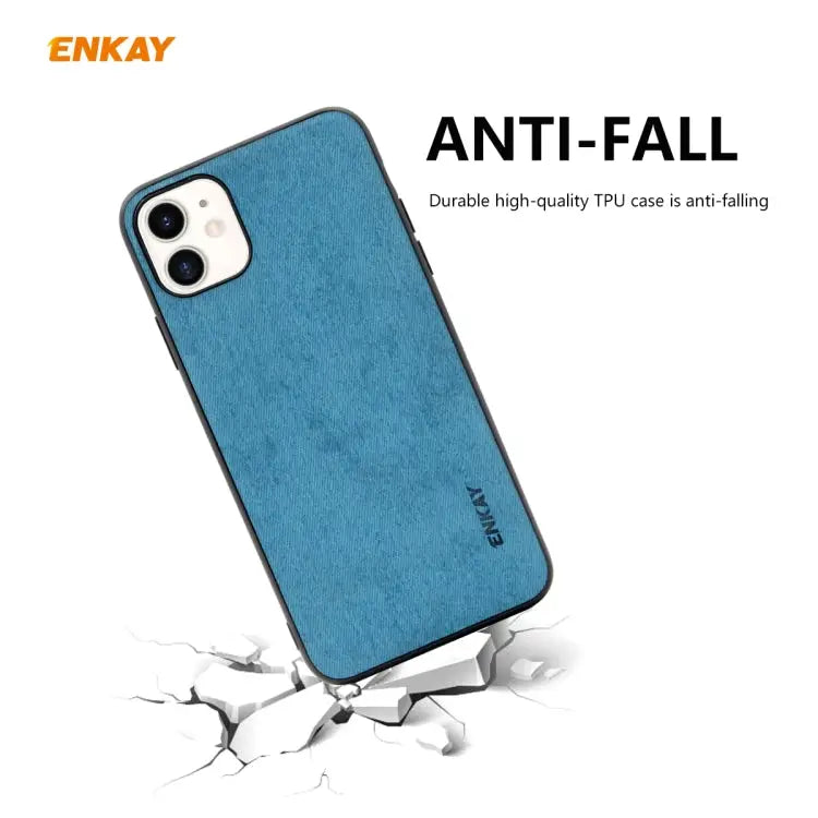 For iPhone 11 ENKAY ENK-PC0282 2 in 1 Business Series Fabric Texture PU Leather + TPU Soft Slim Case Cover ＆ 0.26mm 9H