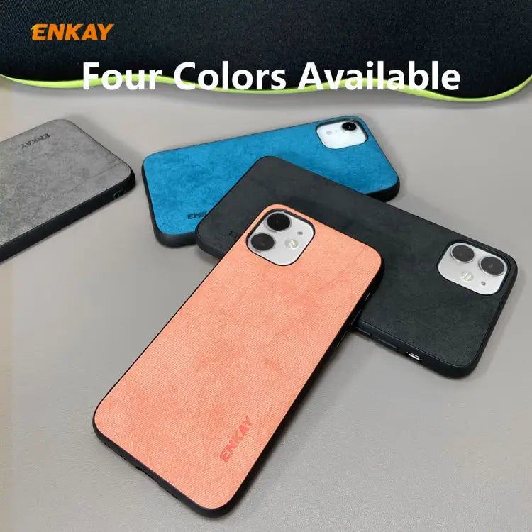 For iPhone 11 ENKAY ENK-PC0282 2 in 1 Business Series Fabric Texture PU Leather + TPU Soft Slim Case Cover ＆ 0.26mm 9H