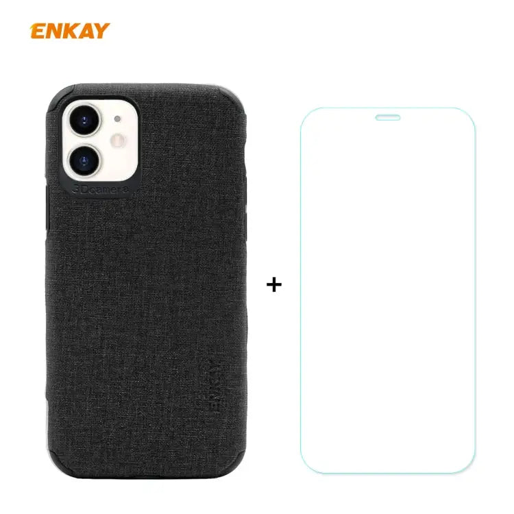 For iPhone 11 ENKAY ENK-PC0312 2 in 1 Business Series Denim Texture PU Leather + TPU Soft Slim Case Cover ＆ 0.26mm 9H