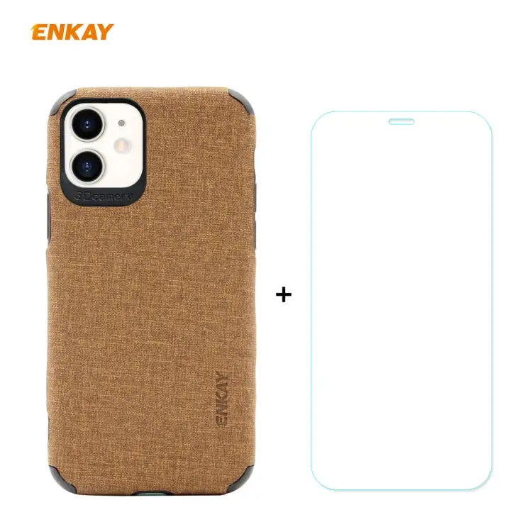 For iPhone 11 ENKAY ENK-PC0312 2 in 1 Business Series Denim Texture PU Leather + TPU Soft Slim Case Cover ＆ 0.26mm 9H