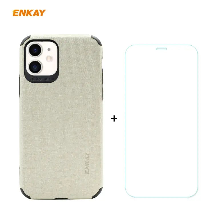 For iPhone 11 ENKAY ENK-PC0312 2 in 1 Business Series Denim Texture PU Leather + TPU Soft Slim Case Cover ＆ 0.26mm 9H