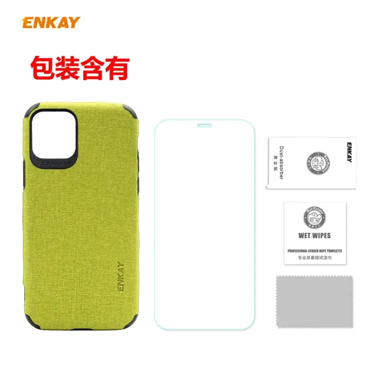 For iPhone 11 ENKAY ENK-PC0312 2 in 1 Business Series Denim Texture PU Leather + TPU Soft Slim Case Cover ＆ 0.26mm 9H