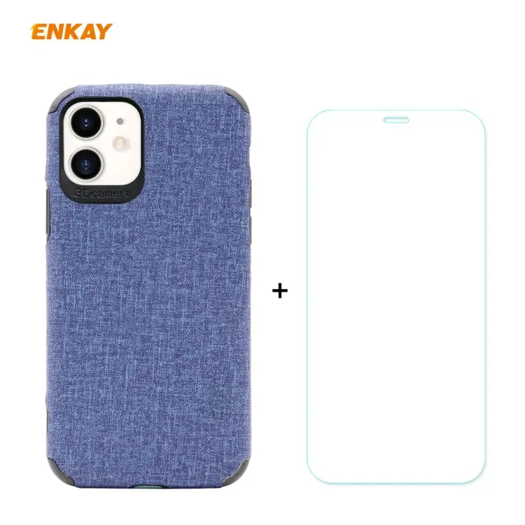 For iPhone 11 ENKAY ENK-PC0312 2 in 1 Business Series Denim Texture PU Leather + TPU Soft Slim Case Cover ＆ 0.26mm 9H