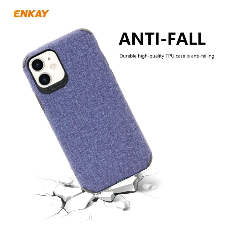 For iPhone 11 ENKAY ENK-PC0312 2 in 1 Business Series Denim Texture PU Leather + TPU Soft Slim Case Cover ＆ 0.26mm 9H