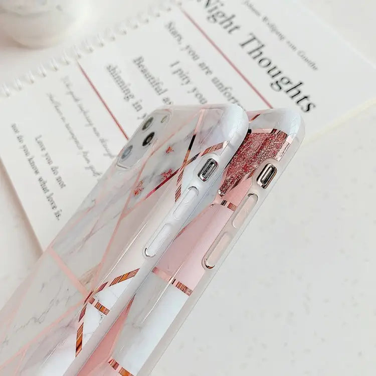 For iPhone 11 Plating Colorful Geometric Pattern Mosaic Marble TPU Mobile Phone Case For iPhone 11 - Apple Accessories