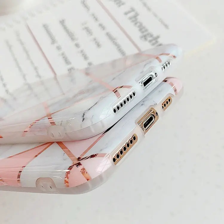 For iPhone 11 Plating Colorful Geometric Pattern Mosaic Marble TPU Mobile Phone Case For iPhone 11 - Apple Accessories