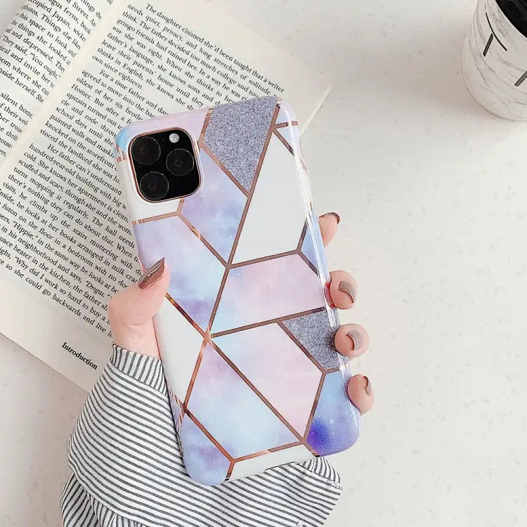For iPhone 11 Plating Colorful Geometric Pattern Mosaic Marble TPU Mobile Phone Case For iPhone 11 - For iPhone 11