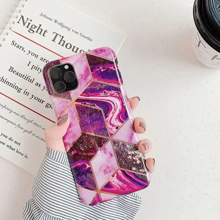 For iPhone 11 Plating Colorful Geometric Pattern Mosaic Marble TPU Mobile Phone Case For iPhone 11 - For iPhone 11