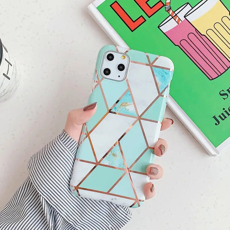 For iPhone 11 Plating Colorful Geometric Pattern Mosaic Marble TPU Mobile Phone Case For iPhone 11 - For iPhone 11
