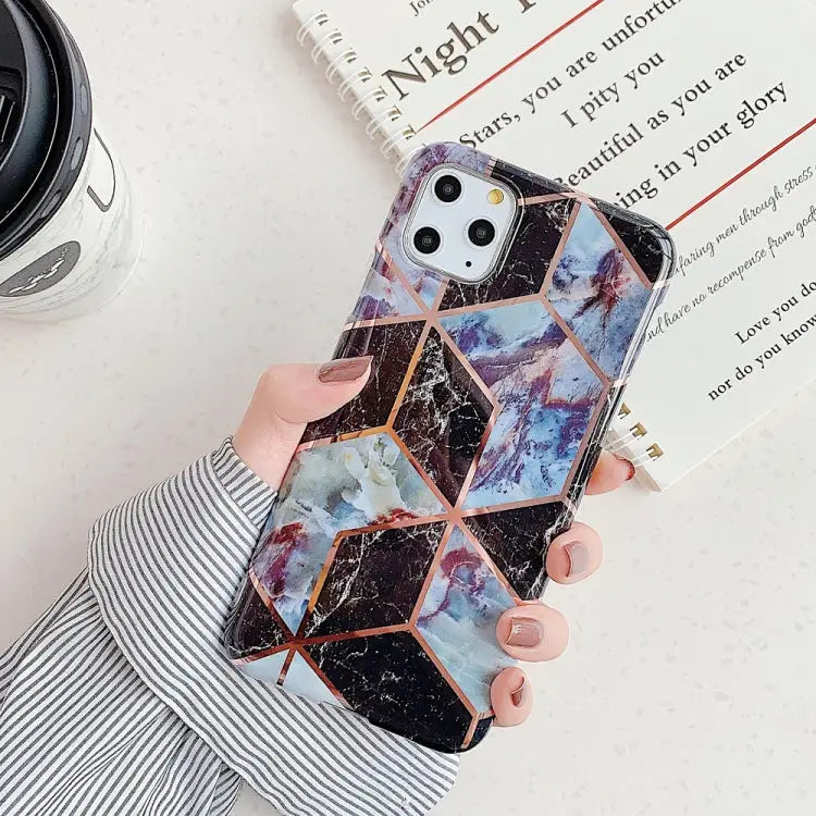 For iPhone 11 Plating Colorful Geometric Pattern Mosaic Marble TPU Mobile Phone Case For iPhone 11 - For iPhone 11
