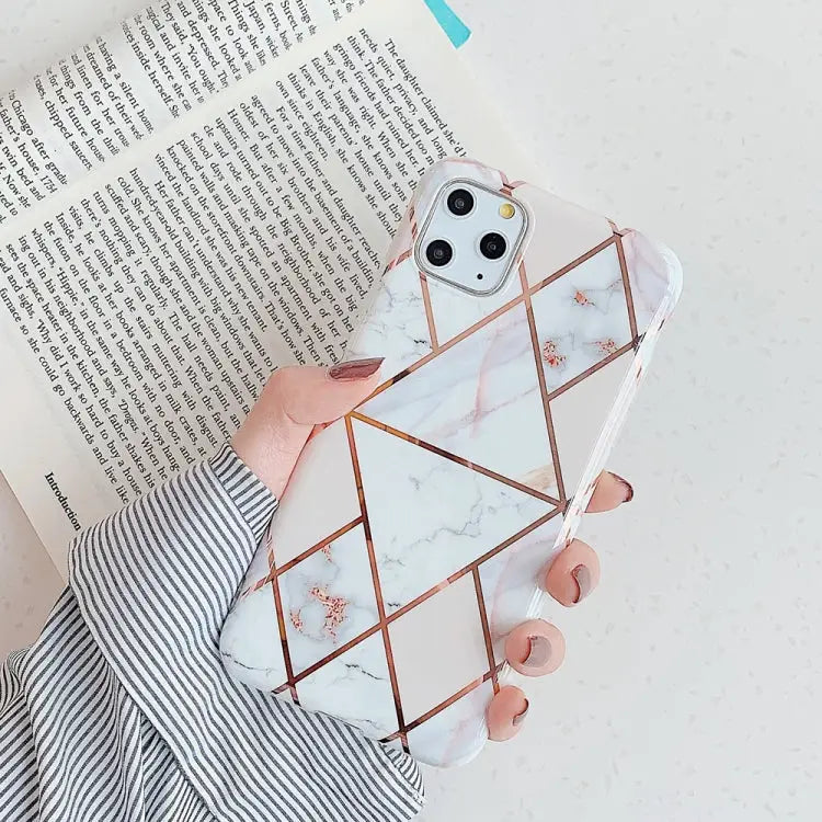 For iPhone 11 Plating Colorful Geometric Pattern Mosaic Marble TPU Mobile Phone Case For iPhone 11 - For iPhone 11