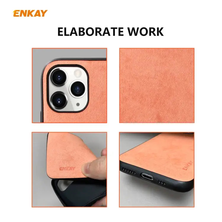 For iPhone 11 Pro ENKAY ENK-PC029 Business Series Fabric Texture PU Leather + TPU Soft Slim Case Cover For iPhone 11