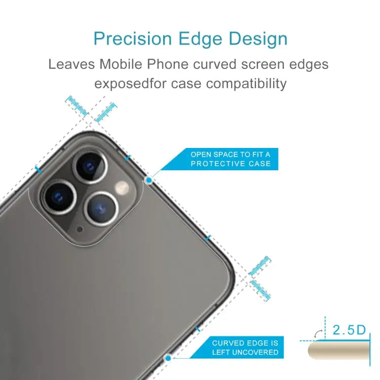 For iPhone 11 Pro Max 9H 2.5D Half - Screen Transparent Mobile Phone Tempered Glass Film Back Film - For iPhone 11 Pro
