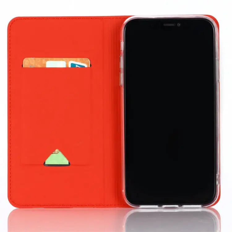 For iPhone 11 Pro Ultra-thin Voltage Plain Magnetic Suction Card Is Suitable TPU + PU Mobile Phone Jacket with Chuck