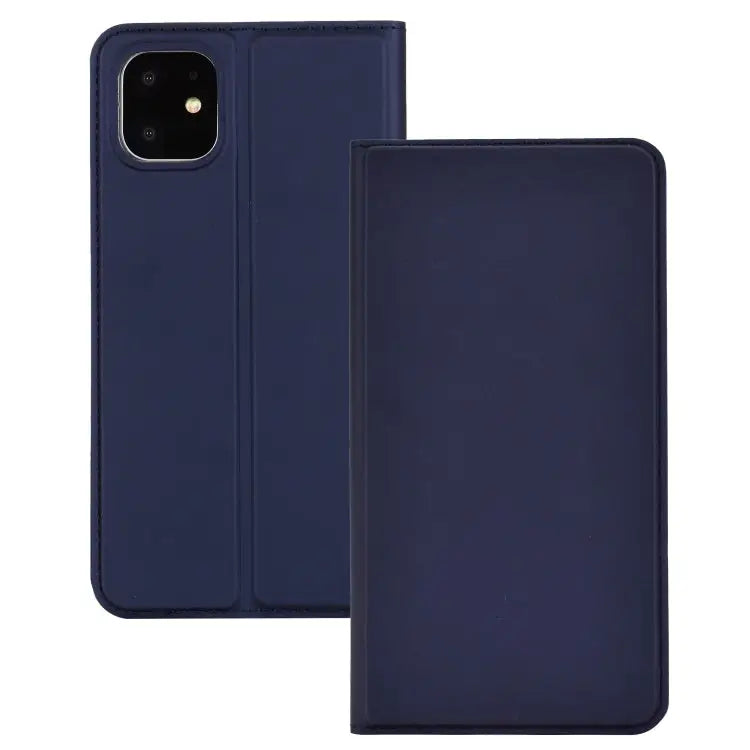 For iPhone 11 Pro Ultra-thin Voltage Plain Magnetic Suction Card Is Suitable TPU + PU Mobile Phone Jacket with Chuck