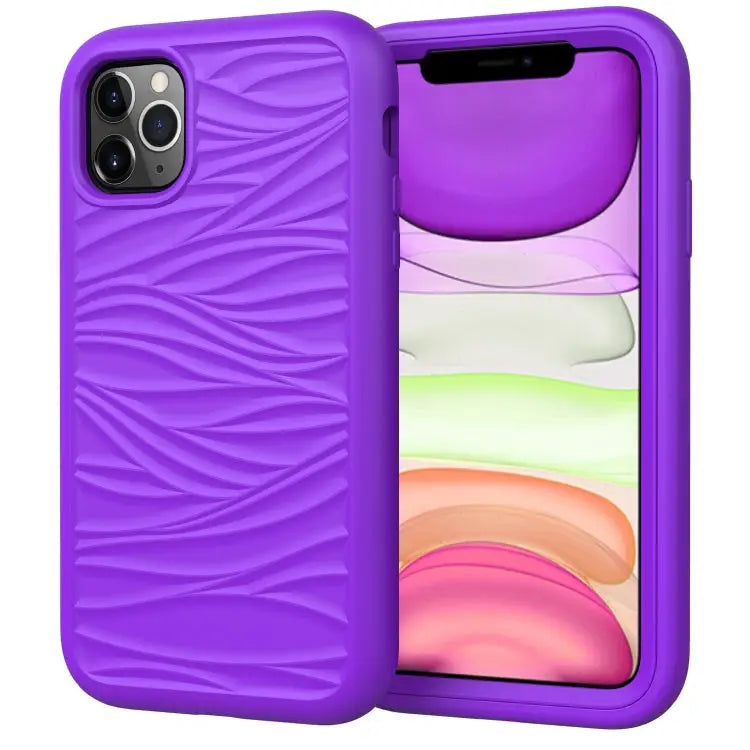 For iPhone 11 Pro Wave Pattern 3 in 1 Silicone + PC Shockproof Protective Case For iPhone 11 Pro - For iPhone 11 Pro