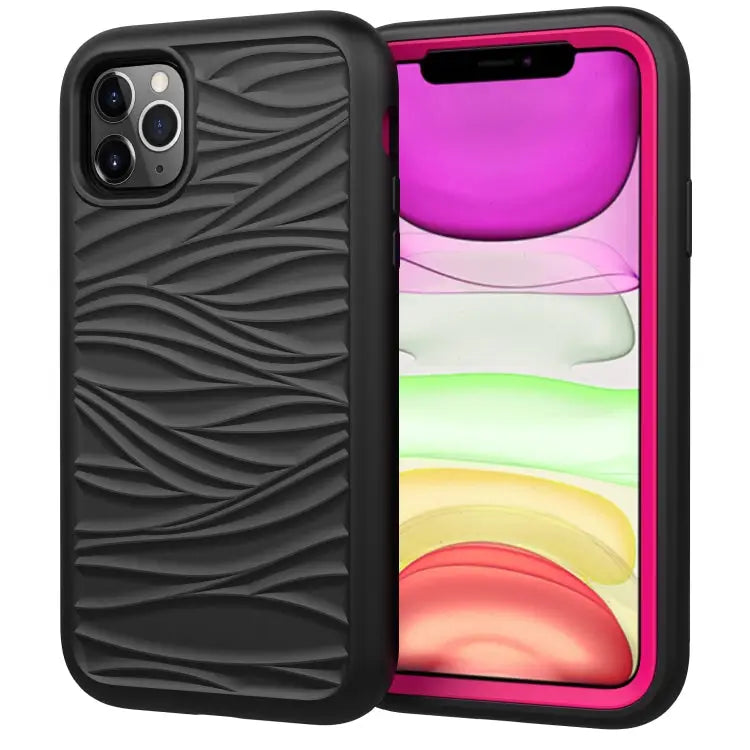 For iPhone 11 Pro Wave Pattern 3 in 1 Silicone + PC Shockproof Protective Case For iPhone 11 Pro - For iPhone 11 Pro