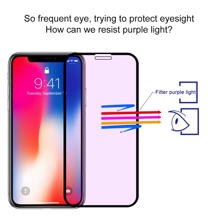 For iPhone 11 Pro / XS / X Anti-scratch 9H 10D Full Screen Purple-ray Tempered Glass Film - iPhone XS / X