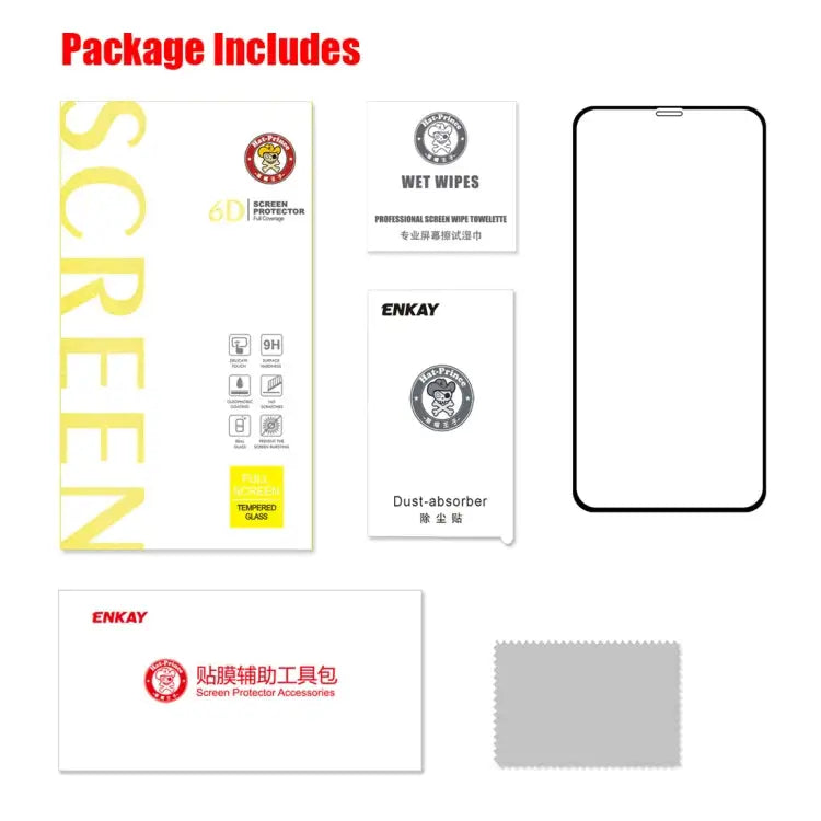 For iPhone 11 Pro / XS / X ENKAY Hat-Prince 0.26mm 9H 6D Curved Full Screen Tempered Glass Film - For X / XS (6D)