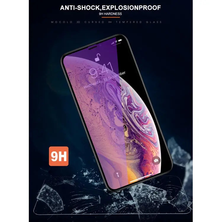 For iPhone 11 Pro / XS / X mocolo 0.33mm 9H 3D Round Edge Anti Blue-ray Tempered Glass Film - iPhone XS / X